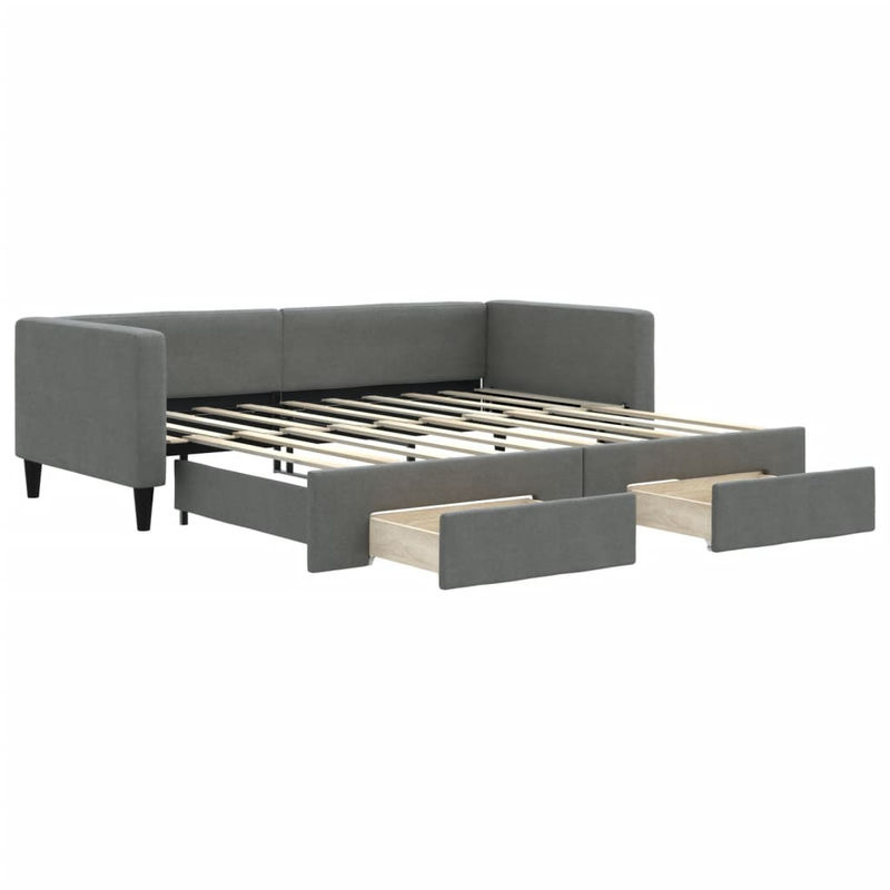 Vidaxl Schlafsofa mit Schubladen in Dunkelgrau aus Stoff und Holz mit Metallgestell, B/T/H: 90 x 190 cm - Bild 2