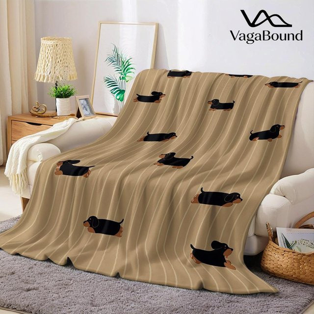 JMG Household Supplies Flanelldecke mit Dackelstreifen in Beige, weich und warm, B/B: 130 x 150 cm - Bild 1
