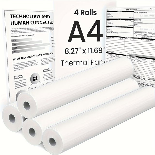 QKX A4-Thermopapier in Weiß, schnell trocknend für klaren Druck, B: 21 cm, H: 29,7 cm - Bild 1