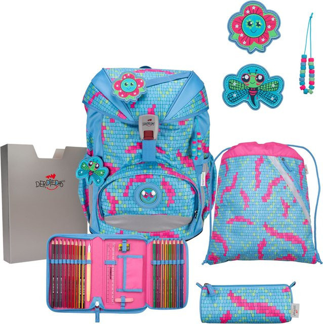 DerDieDas ErgoFlex Schulrucksack-Set 5-teilig mit Sportbeutel Happy Pixel in Blau und Multicolour - Bild 1