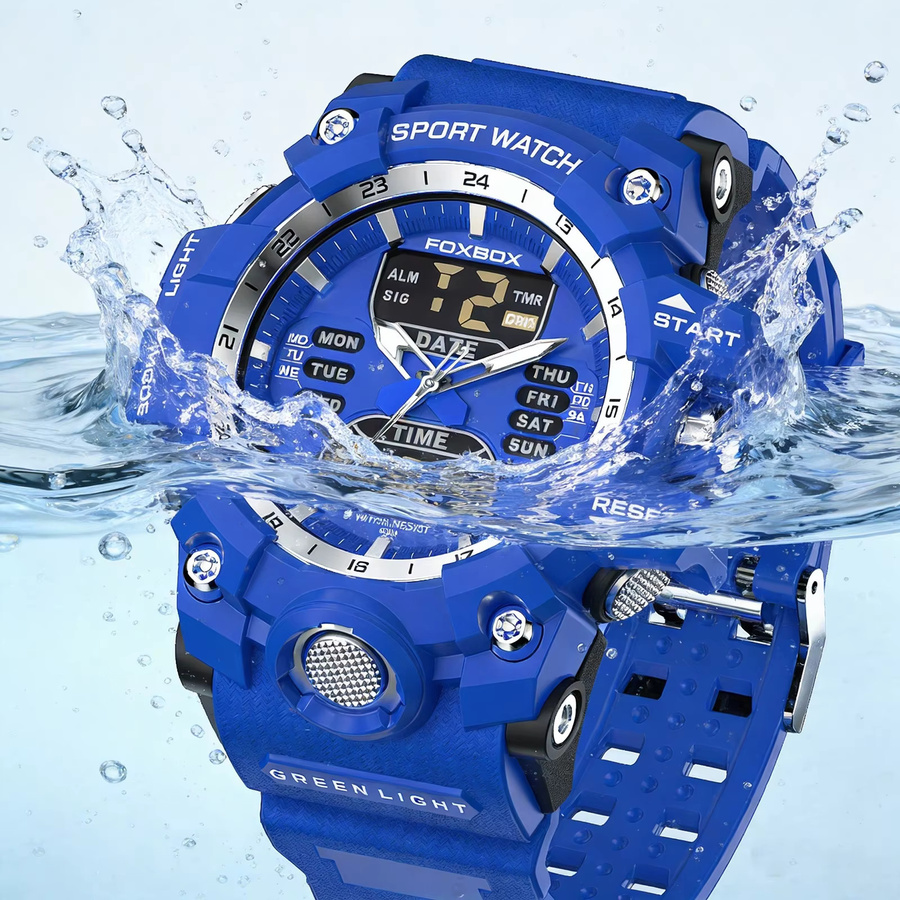 LIGE Armbanduhr Chronograph, Alarm, Quarz, Kunststoff, Schwarz, Herren - Bild 3