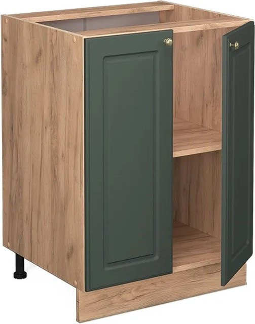 Vicco Küchenunterschrank Fame-Line in Grün-Gold im Landhausstil, B: 60 cm, T: 60 cm, H: 82 cm - Bild 1