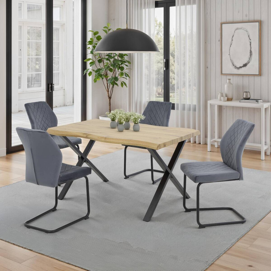 Schwingstuhl Hela in Grau mit Microfaser und Rautensteppung, B/H/T: 45 x 92 x 60 cm - Bild 3