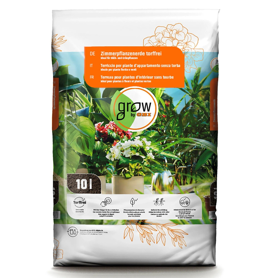 GROW by OBI Torffreie Zimmerpflanzenerde für Zimmerpflanzen und Palmen 10 l - Bild 2