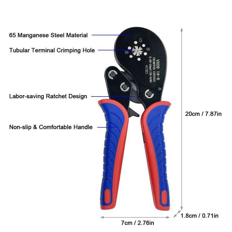 Multifunktions-Ratschen-Draht-Crimpzange von Kkmoon für Rohrkabelschuhe, 0,08–16 mm2 (28–5 AWG), aus gehärtetem Stahl, bunt - Bild 4