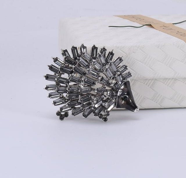 YIRAN Jewelry Brosche, Strass Igel, Kristall, grau, Damen - Bild 1