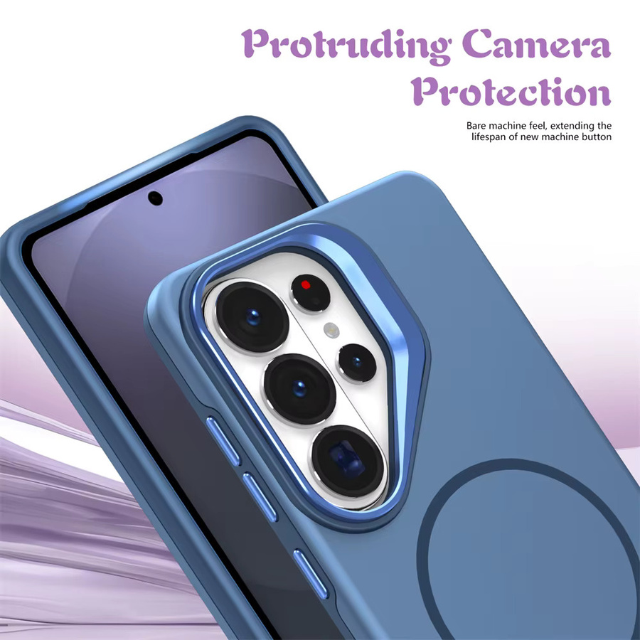 Matte magnetische MagSafe Schutzhülle mit Ständerabdeckung für Samsung Galaxy S26 Ultra S25 S24 S23 Ultra Plus S25FE S24FE S25Edge in Purple und Blue - Bild 4