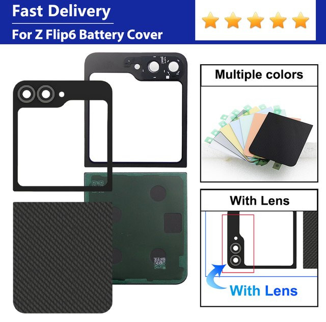 Sinmaytai Ersatzgehäuse für Samsung Galaxy Z Flip 6 5G SM-F741B/DS SM-F741U/W/N Rückseite mit Kameraobjektiv in Silber - Bild 1