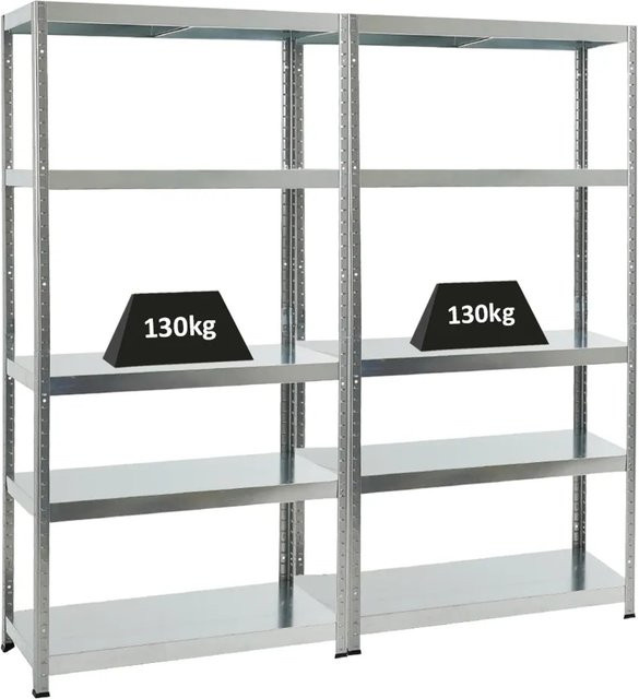 2x PROREGAL Steel Eagle Schwerlastregal aus Metall, silber, verstellbare Fachböden, H x B x T: 180 x 90 x 40 cm - Bild 1