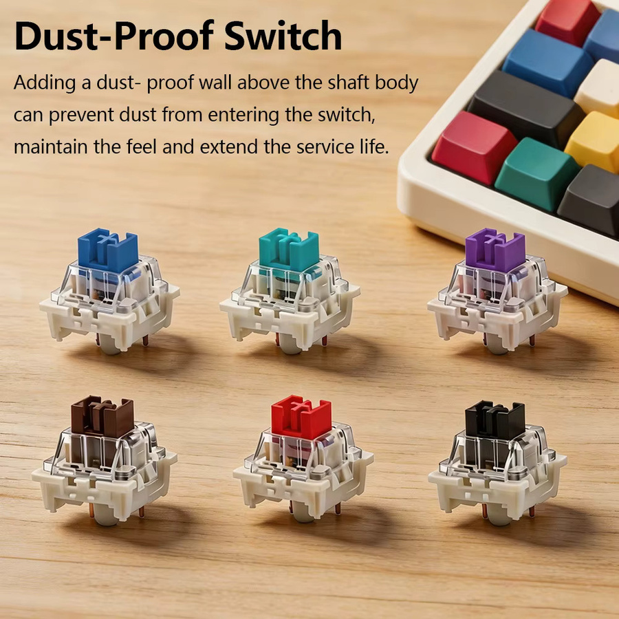110 Stück Outemu mechanische Tastaturschalter, 3-polig, Blue Switch, RGB-LED kompatibel, SMD für Gaming-Tastaturen - Bild 2