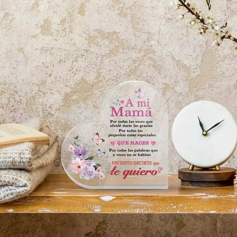 Putuo Decor Herz-Acrylschild mit spanischem Danke-Schriftzug in Transparent und Weiß als Tischdekoration für Muttertag - Bild 2