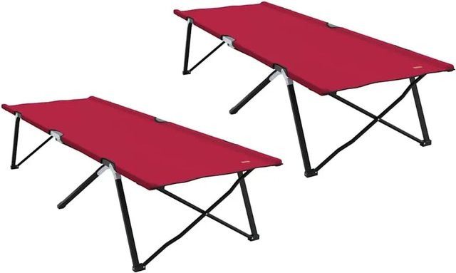 2er Set vidaXL Klappbare Schlafbetten für Camping in Rot aus Stahl und Oxford-Stoff, B/T/H: 206 x 76 x 74 cm - Bild 1