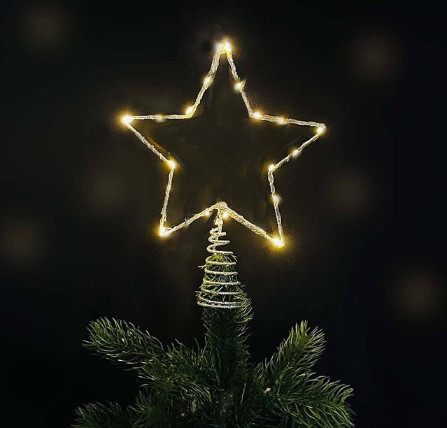 Beleuchtete Weihnachtsbaumspitze Stern von Lumineo in Gold mit 20 warmweißen LEDs - Bild 1