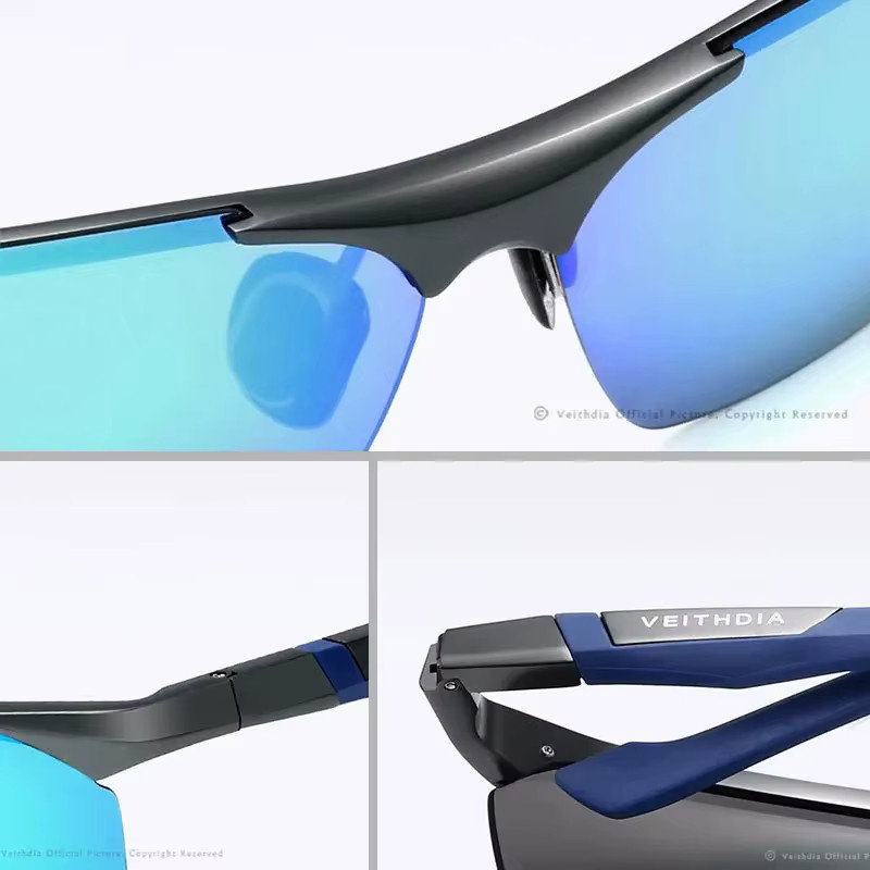 Veithdia Sonnenbrille Herren, Aluminium, Magnesium, blau, polarisiert - Bild 3