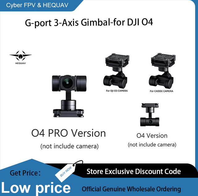 HEQUAV G-poort 3-Achsen Gimbal-Stabilisator für DJI O3 O4 und Caddx Kameras in Schwarz - Bild 1