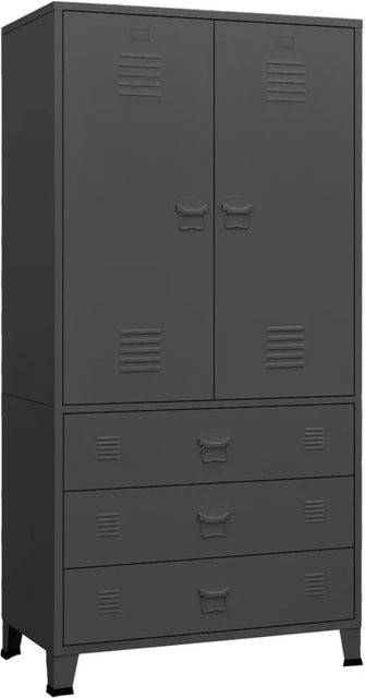 vidaXL Industrial Kleiderschrank aus Metall in Anthrazit matt, B/T/H: 90 x 50 x 180 cm - Bild 1