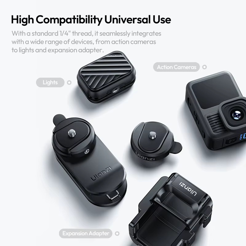 Ulanzi CK02 Rucksack-Kamera-Clip-Halterung für DJI Osmo Pocket 3 4 4P in Schwarz mit Schnellwechselplatte und 1/4 Zoll Schraube - Bild 5