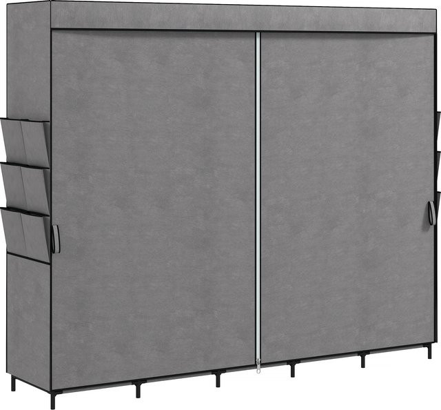 HOMCOM Stoffkleiderschrank in Grau mit 5 Kleiderstangen, 5 Regalen und 6 Seitentaschen, B/T/H: 212 x 45 x 167 cm - Bild 1