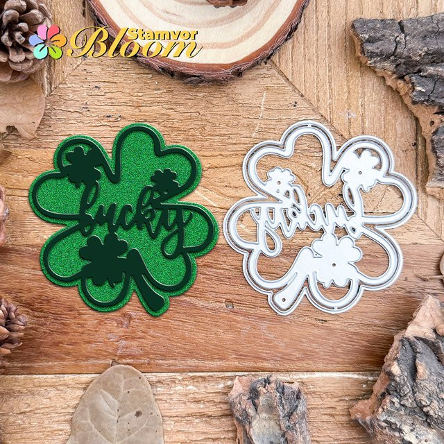 Original Lucky Leaves St. Patrick's Day Metall-Stanzformen für Scrapbooking in Silber - Bild 1