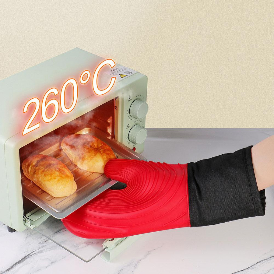 Ofenhandschuhe-Set aus wasserdichtem Silikon mit weichem Polyesterfutter, BPA-frei, Breite: 17,8 cm, Höhe: 33 cm - Bild 3