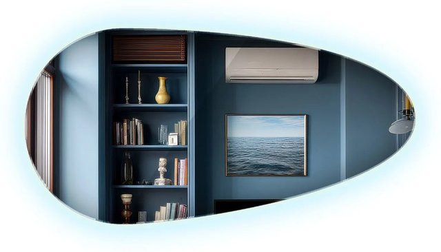 Wallfluent LED Spiegel in organischer Form mit neutralweißer 4000K Beleuchtung für Badezimmer und Schlafzimmer, B: 35 cm, H: 70 cm - Bild 1