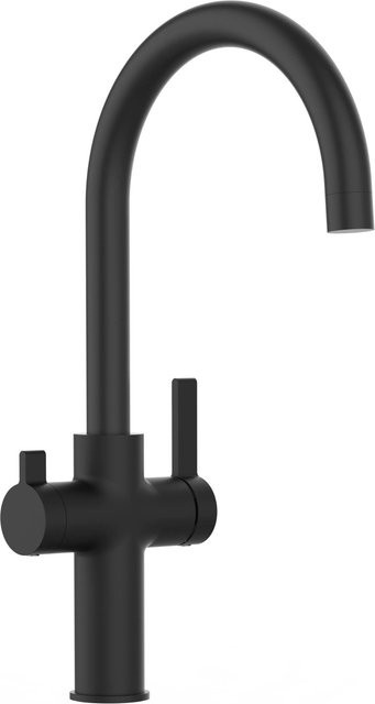 VIZIO Küchenarmatur mit 3-Wege-Wasserhahn, Niederdruck-System, 360 Grad schwenkbarer U-Auslauf, Schwarz Matt - Bild 1