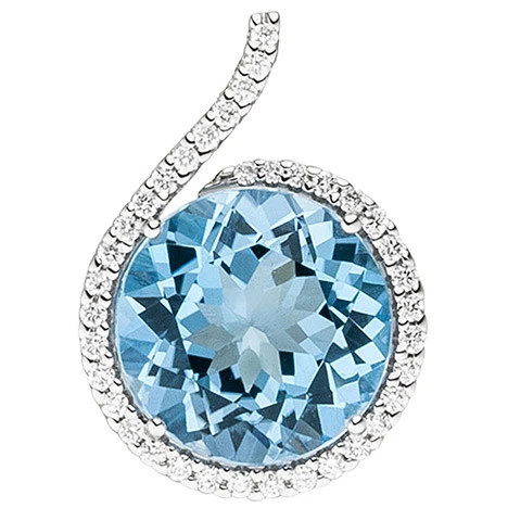 Colfem Anhänger 585 Weißgold, 37 Diamanten, Blautopas, hellblau, Unisex - Bild 1