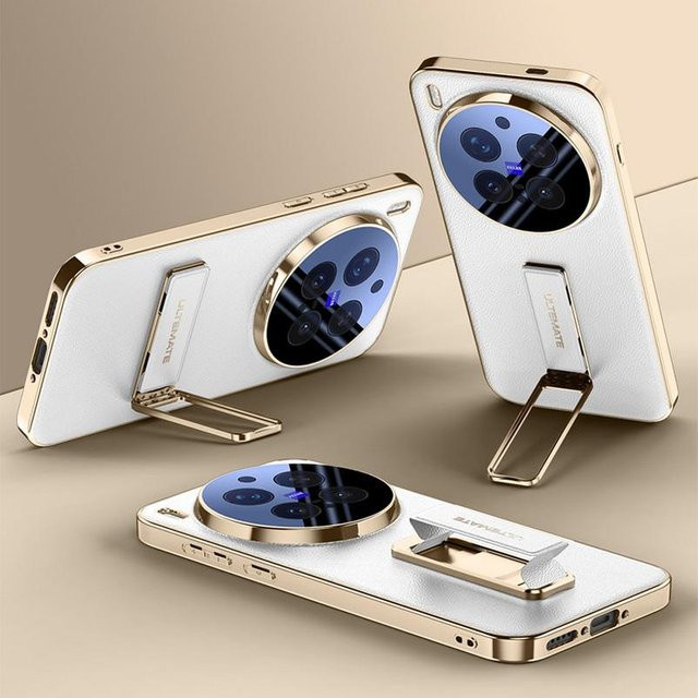 VIVO X300 Pro Schutzhülle mit Leder-Armband und Metallständer in Weiß - Bild 1