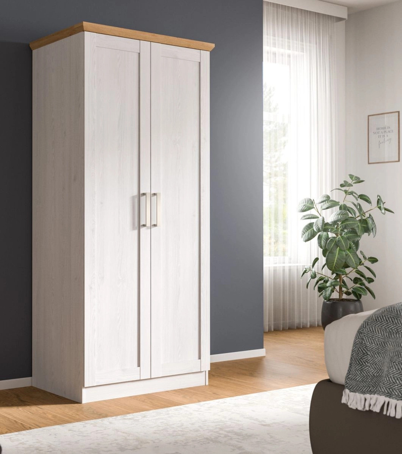 Kleiderschrank Mirano Landhausstil in Weiß Lärche B: 84 cm, H: 185 cm - Bild 2
