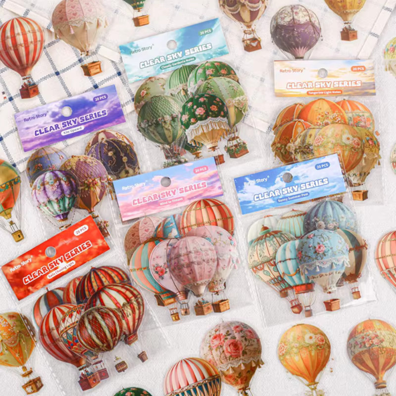 Mr. Paper Heißluftballon-Aufkleber 3er-Pack in Multicolour für dein kreatives Tagebuch und Sky Travel Collagen - Bild 3