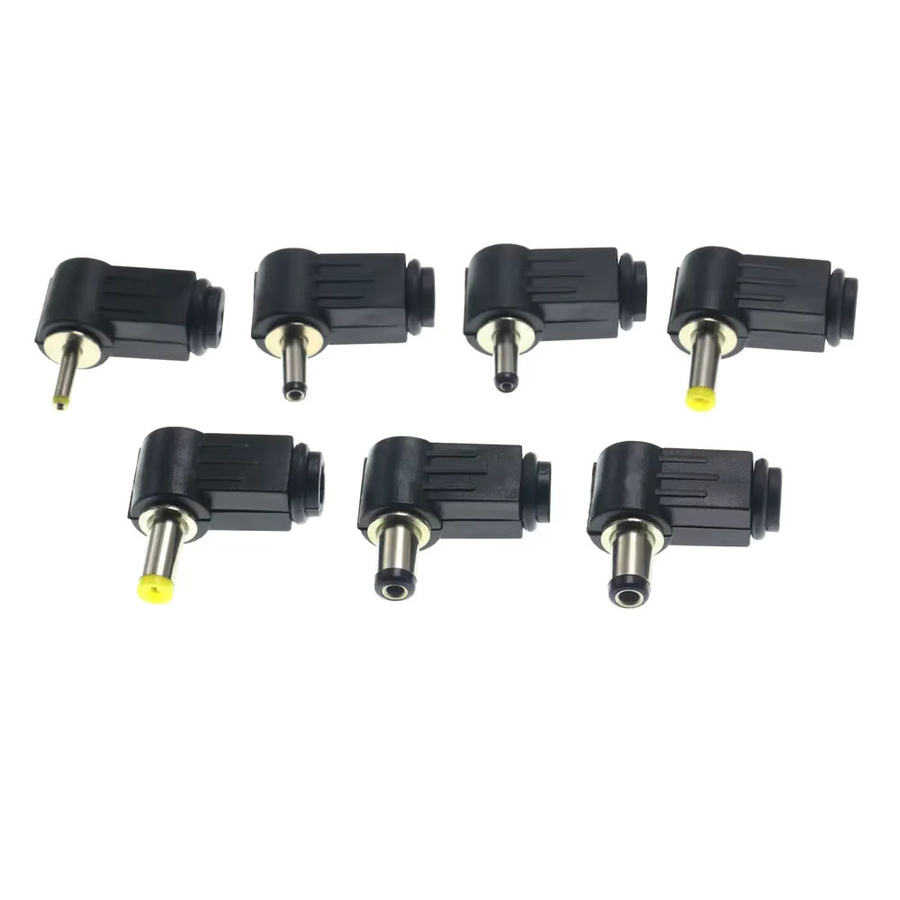 HPJF DC-Stecker Set mit 90-Grad-Winkel in Schwarz, 10 Stück, verschiedene Größen: 5,5 x 2,1 mm, 5,5 x 2,5 mm, 4,8 x 1,7 mm, 4,0 x 1,7 mm und 3,5 x 1,35 mm - Bild 2
