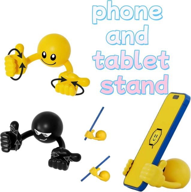 Universeller Desktop-Ständer für Telefone und Tablets mit Smile Face Dekor in Gelb - Bild 1