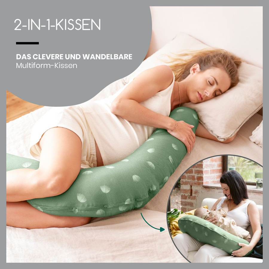 Babymoov Stillkissen 2 in 1 B-Love Crescent mit Mikroperlen-Füllung und 2 Organic-Bezügen in Wind Green - Bild 3