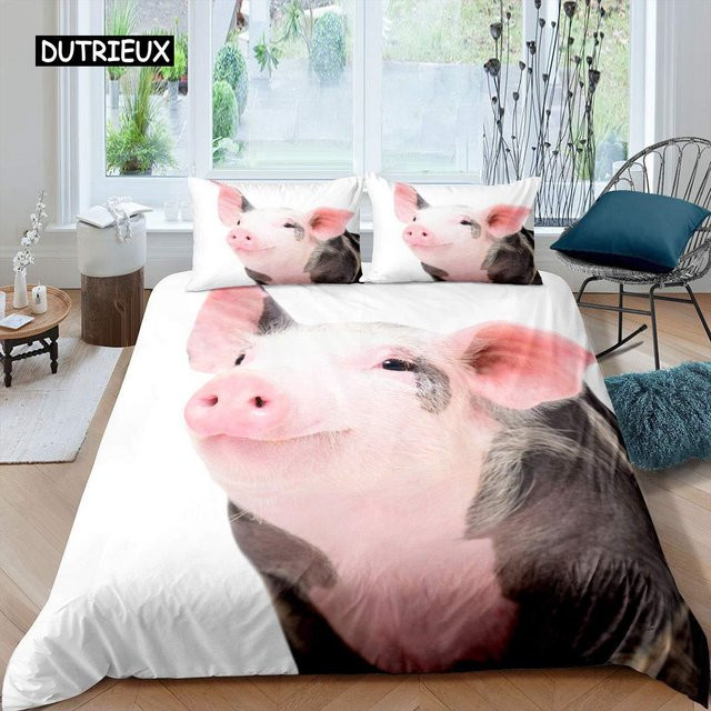 Binchi Bettwäsche-Set mit Schwein-Motiv für Kinder, 3-teilig, Mehrfarbig, B/H: 140 x 200 cm - Bild 1
