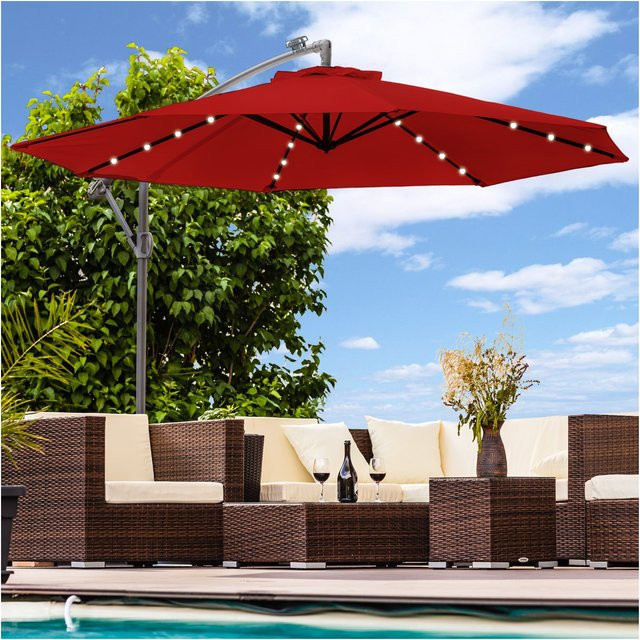 Swing&Harmonie Ampelschirm mit LED-Beleuchtung und Solar, Rot, Durchmesser: 350 cm - Bild 1