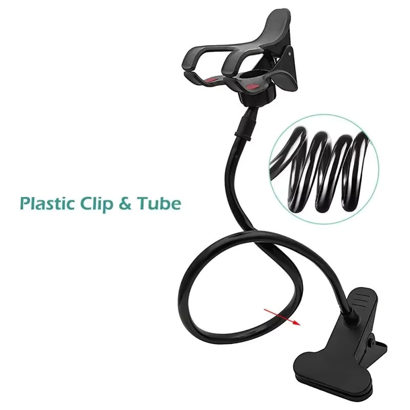 Opansten 360 Grad Clip Handy Halterung Flexibler Smartphone Ständer für Schreibtisch und Bett in Schwarz oder Weiß, Höhe: 70 cm - Bild 4