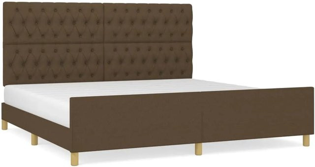 vidaXL Bettgestell mit Kopfteil aus massivem Lärchenholz und Stoff in Dunkelbraun B/T/H: 200 x 206 x 128 cm - Bild 1