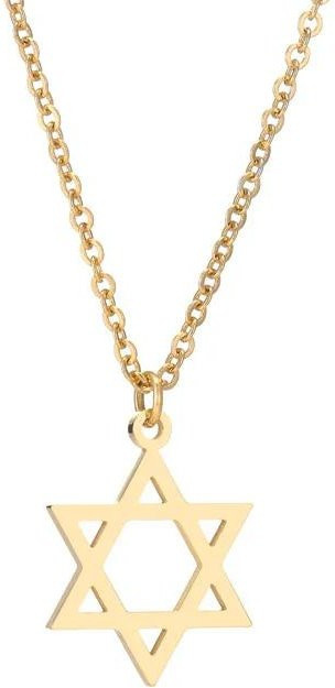 YULIN Halskette Davidstern-Anhänger, Edelstahl, Gold, Unisex - Bild 1