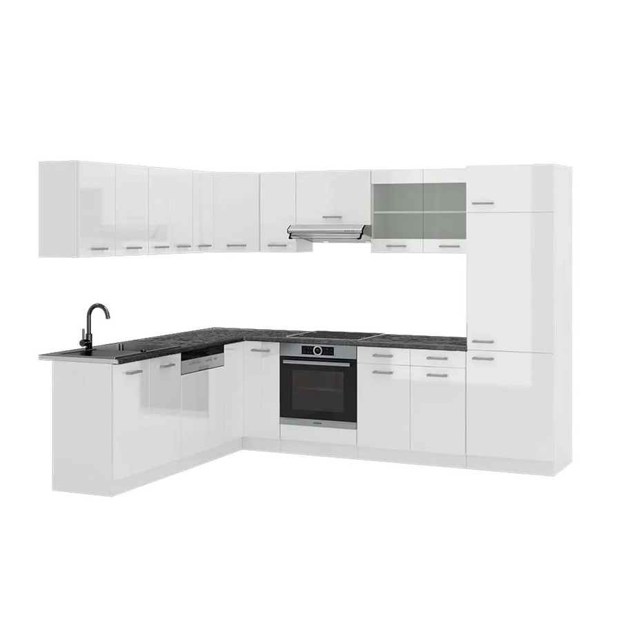 Vicco R-Line Eckküche in Weiß Hochglanz und Anthrazit, moderne Einbauküche ohne Elektrogeräte, B/T/H: 227 x 287 x 207 cm - Bild 1