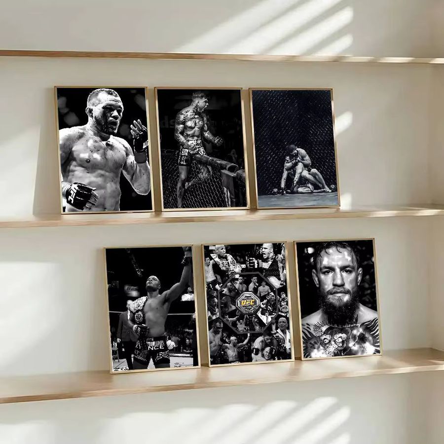 UFC Ultimate Fighting Championship Poster Selbstklebender Wandaufkleber aus wasserfestem Papier in Schwarz-Weiß - Bild 3