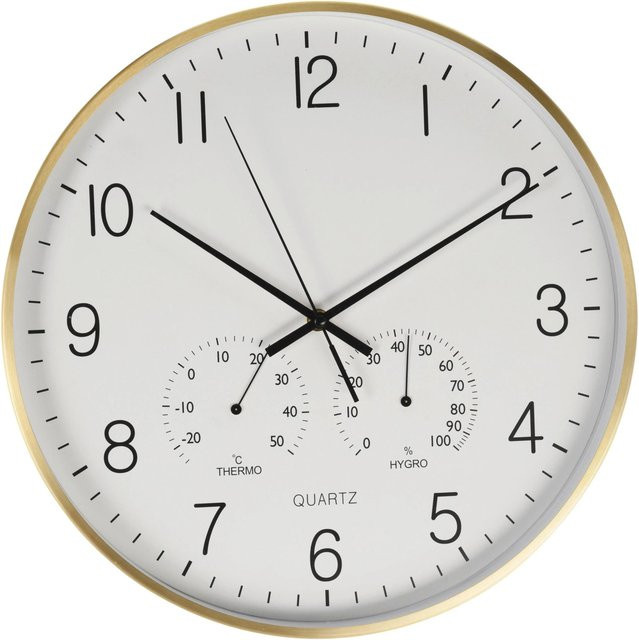 Mömax Wanduhr aus Aluminium in Gold und Weiß, rund, Durchmesser: 38 cm - Bild 1