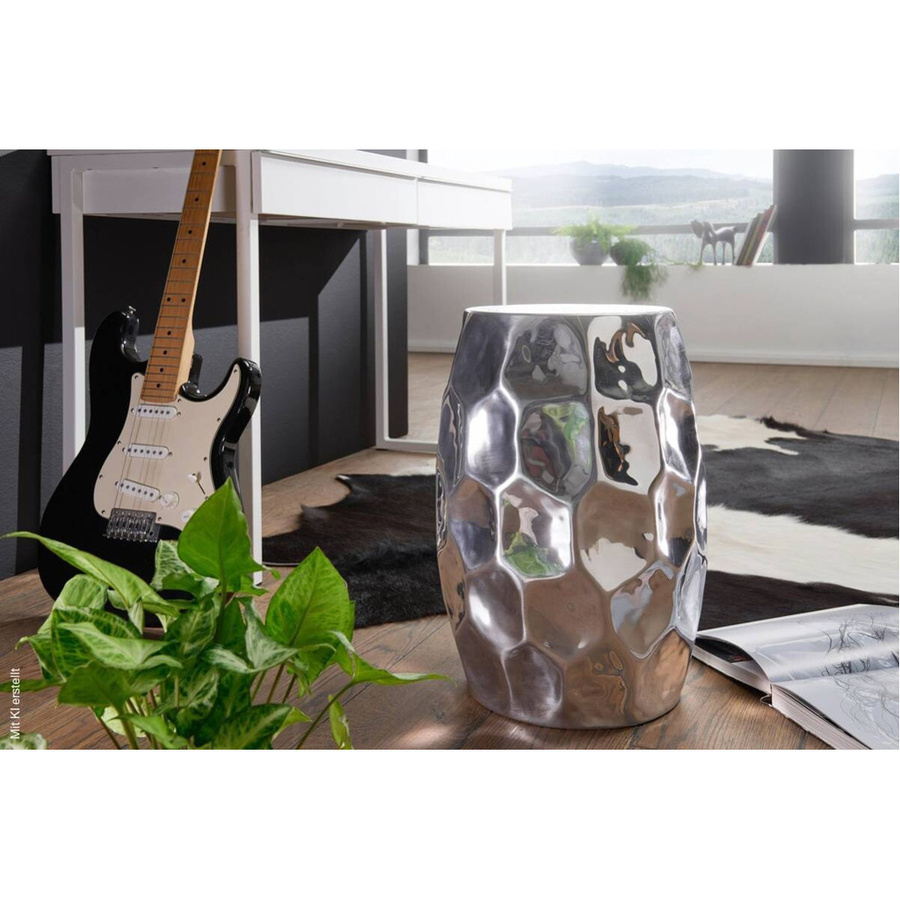 Wohnling Beistelltisch aus Aluminium in Silber, rund und glänzend, B/T/H: 30 x 30 x 47 cm - Bild 3