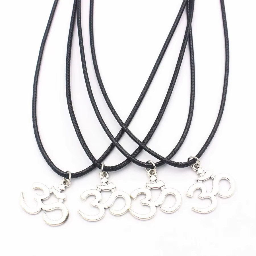 weyena Anhänger Halskette, Om Symbol, Schwarz, Unisex, Vintage - Bild 2