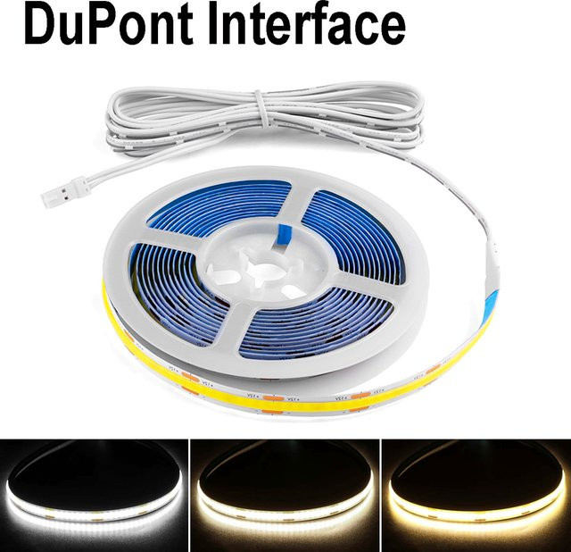 MALITAI COB LED-Streifen DC12V Warmweiß mit 2 m Kabeldraht für Küchenbeleuchtung und Schrankleuchten - Bild 1