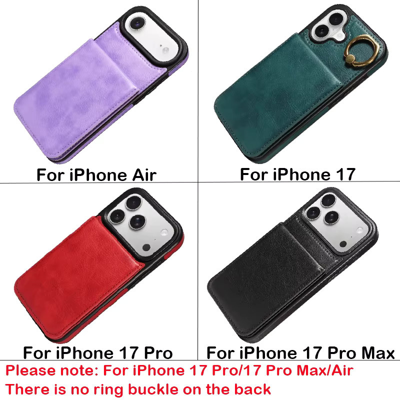 Leder-Brieftasche Schutzhülle für Apple iPhone 17 Pro Max, iPhone Air 17 Pro Max und iPhone 17 Pro in Schwarz mit Kartenfächern - Bild 2