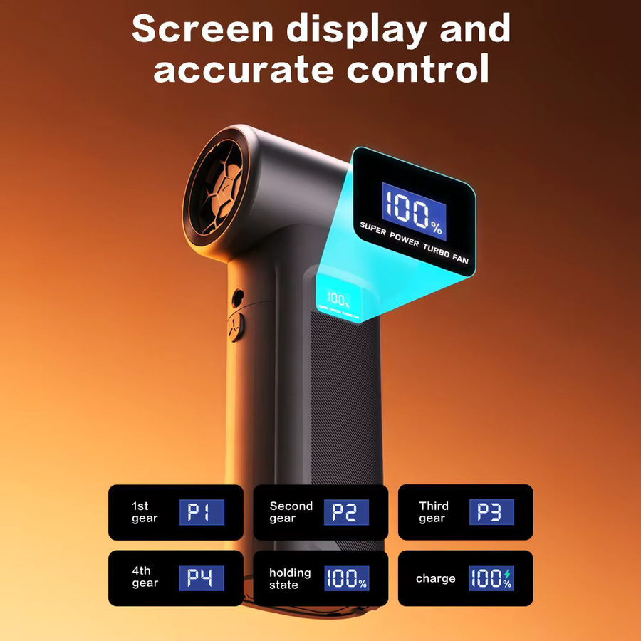 PINTUDY S5-D Luftgebläse Kabelloser Druckluftreiniger mit LED-Licht und Batterieanzeige in Schwarz, 4-Gang-Turbogebläse mit 80000 U/min und 40 W - Bild 3