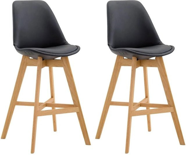 2er Set Barhocker DELUKE DUMIR aus Kunstleder in Schwarz, moderne Tresenhocker mit Lehne, B/T/H: 48 x 56 x 112 cm - Bild 1