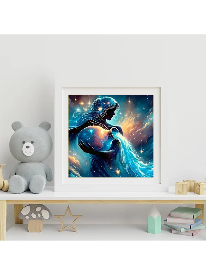 EverShine Diamant-Gemälde Porträt Mädchen mit Meer und Wolken, 5D Mosaik Strass-Stickerei in Multicolour, quadratisch - Bild 3