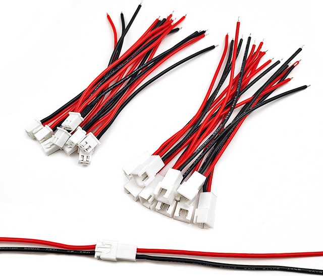 ZSDZFYLLK JST XH 2,54mm 2Pin Anschlussstecker Set mit 10cm 22AWG Silikonkabel, männlich und weiblich, Farbe: Weiß - Bild 1