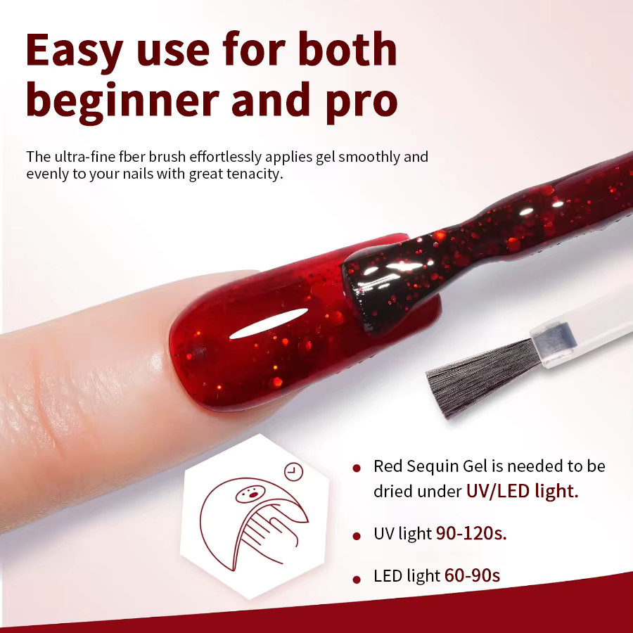 RS NAIL Nagellack, roter Glitzer, 9 g - Bild 5